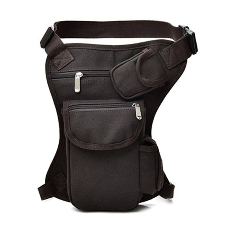 Sacs De Taille En Toile Pour Hommes Sac De Jambe Ceinture Vélo Et Moto D'argent Sac Banane Le Travail - Noir