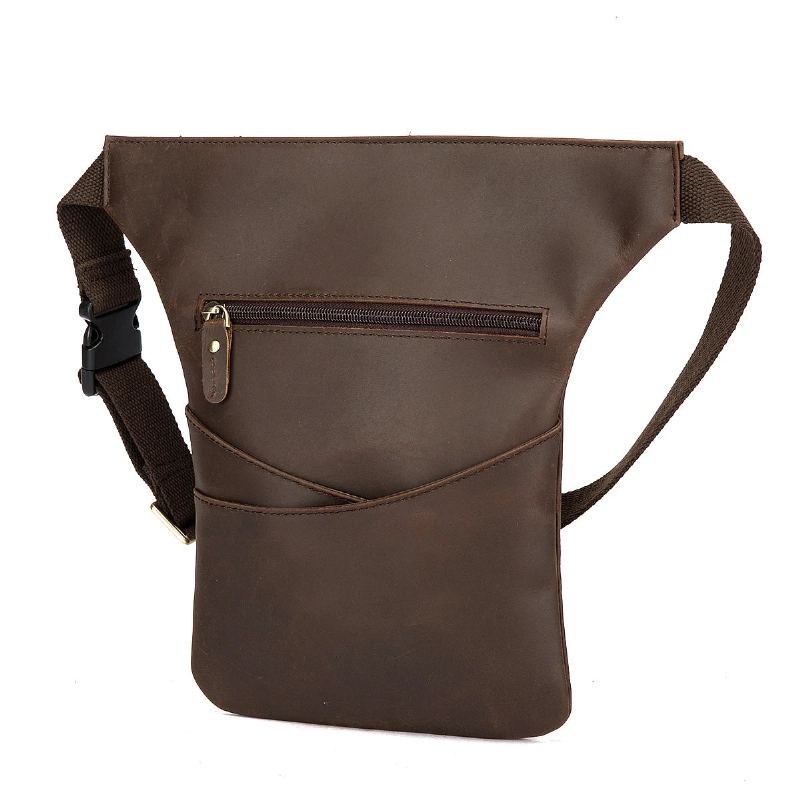 Unique En Cuir Hommes Bandoulière Fronde Sacoche Sac Design Étui De Voyage Pochette Fanny Taille Ceinture Sac Pack - Brun