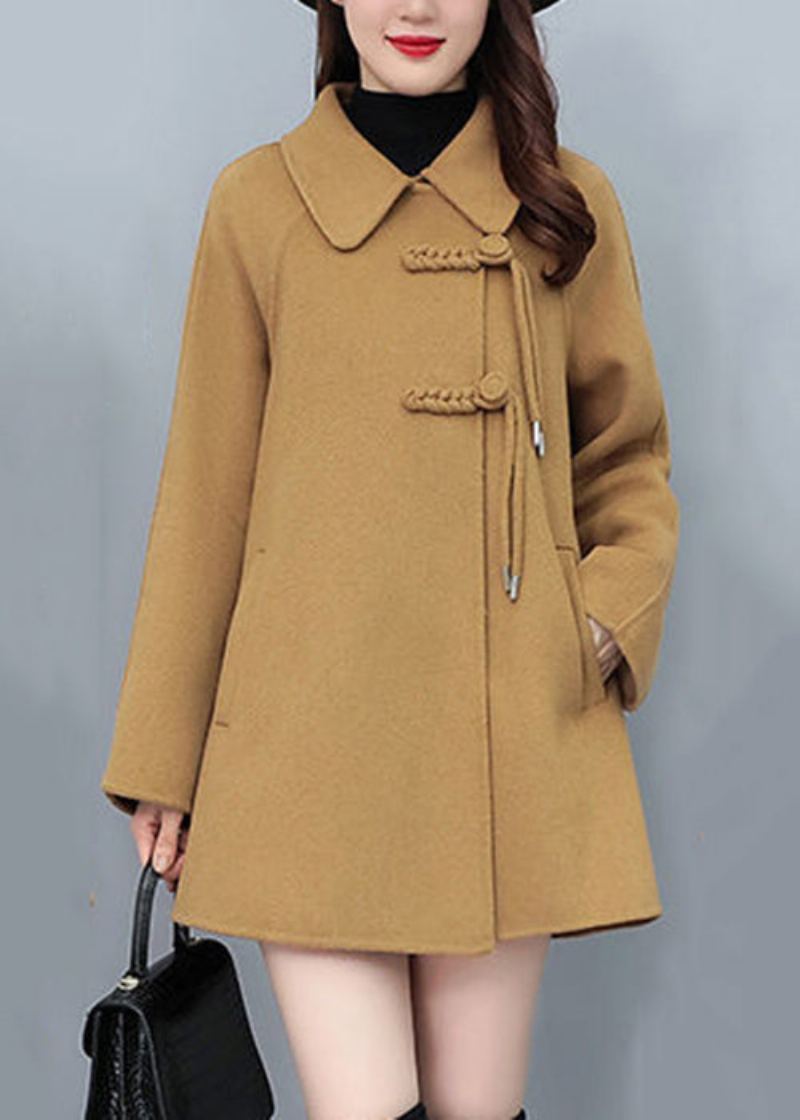 Boutique Camel Gland Chinois Bouton Laine Manteau Hiver