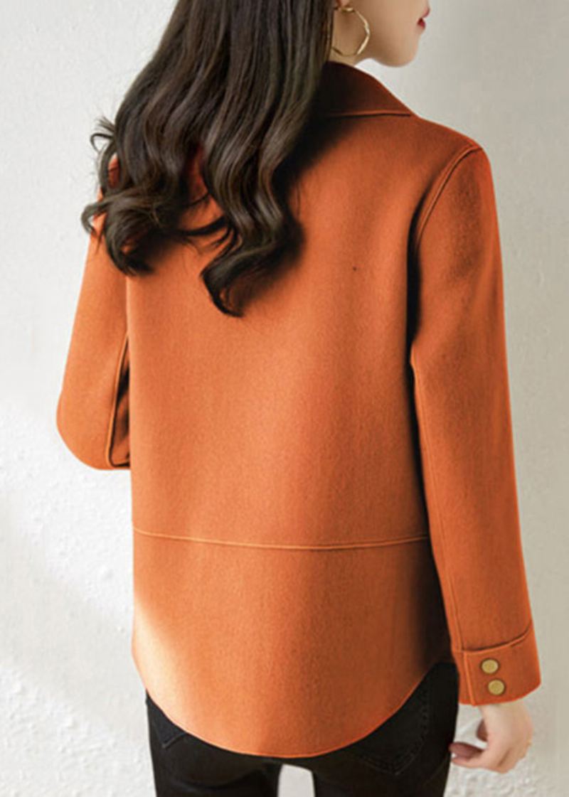 Boutique Orange Col Claudine Poches Patchwork Manteau En Laine Automne - Manteaux en laine femmes