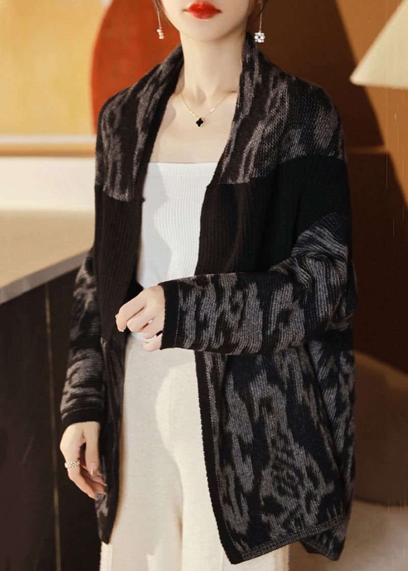 Cardigan En Tricot De Laine Confortable Avec Poches Noires Col En V Printemps - Manteaux en laine femmes