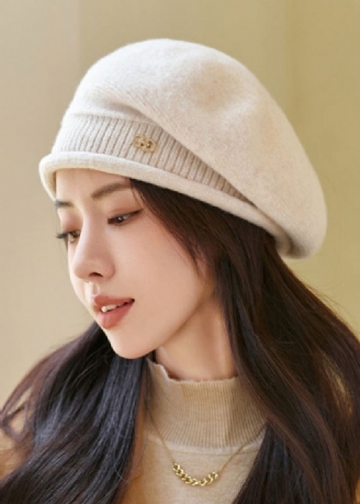 Chapeau Béret En Laine Beige Chaud Et Polyvalent Automne Et Hiver