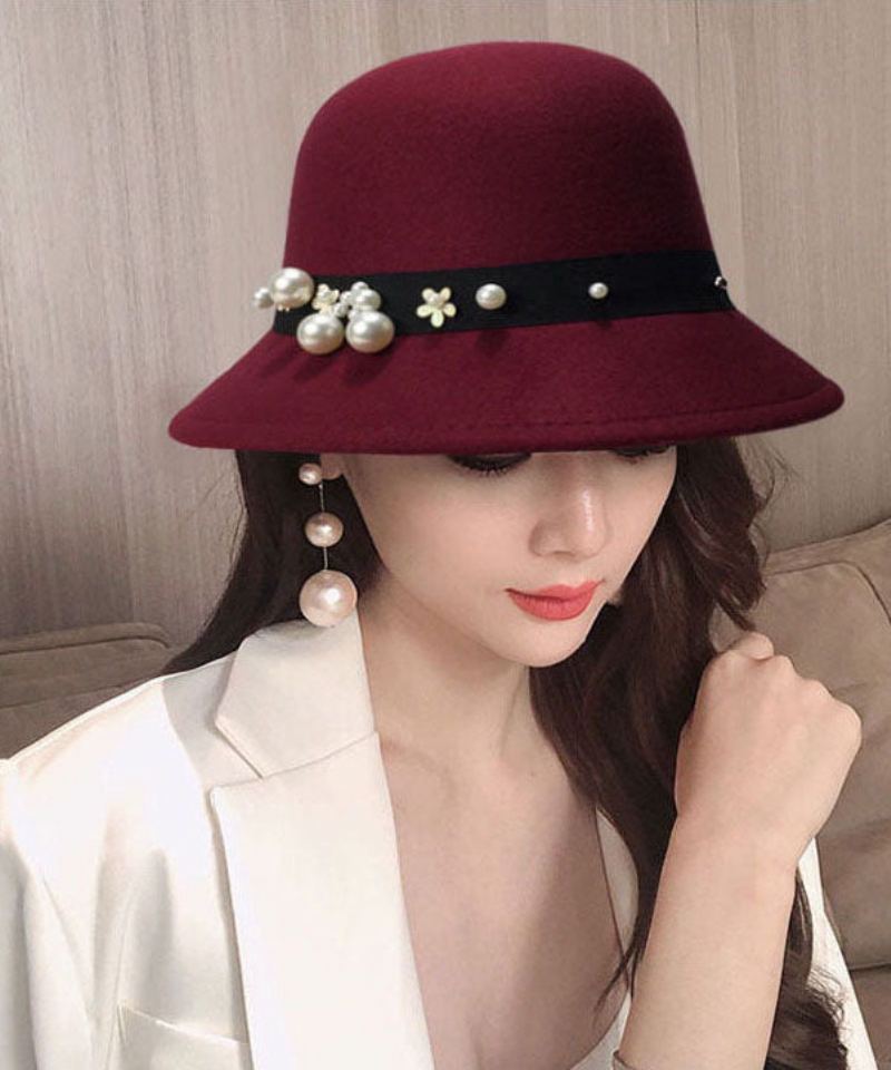 Magnifique Chapeau Cloche En Laine Fine Mulberry Pearl