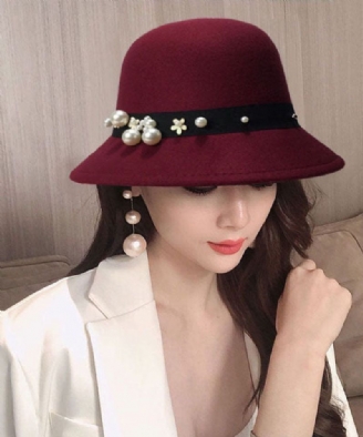 Magnifique Chapeau Cloche En Laine Fine Mulberry Pearl