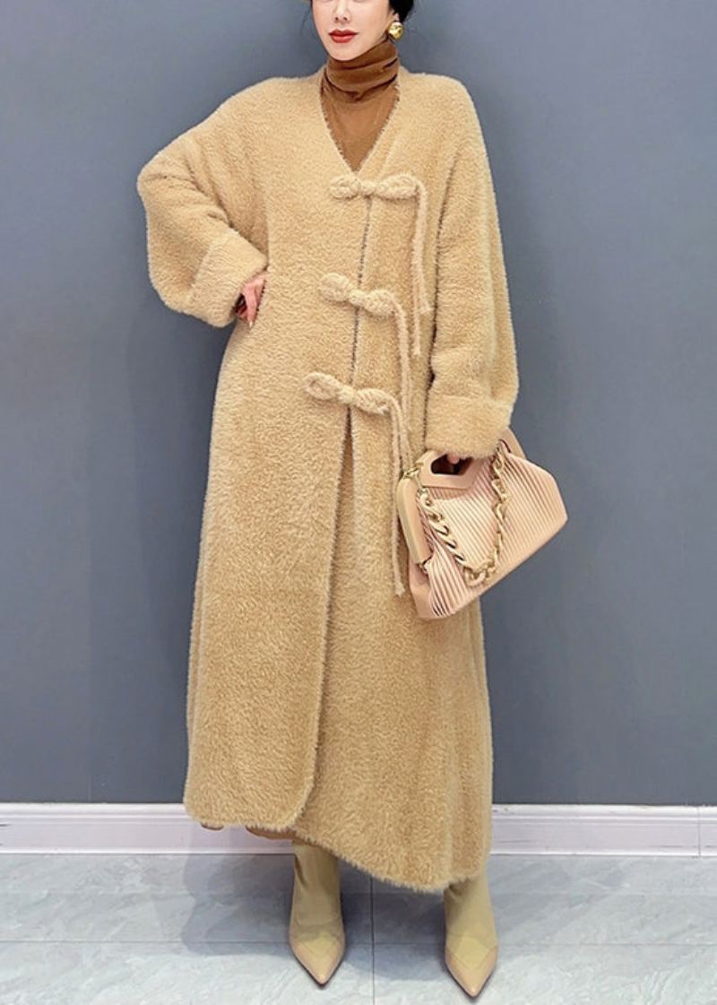 Magnifique Trench-coat En Laine Rose Avec Col En V Et Boutons À Manches Longues - Manteaux en laine femmes