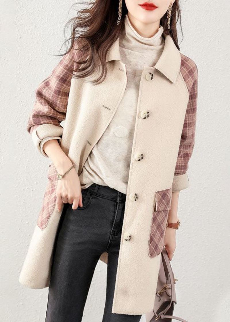 Manteau D'hiver En Laine À Carreaux Gris Boutique - Gris