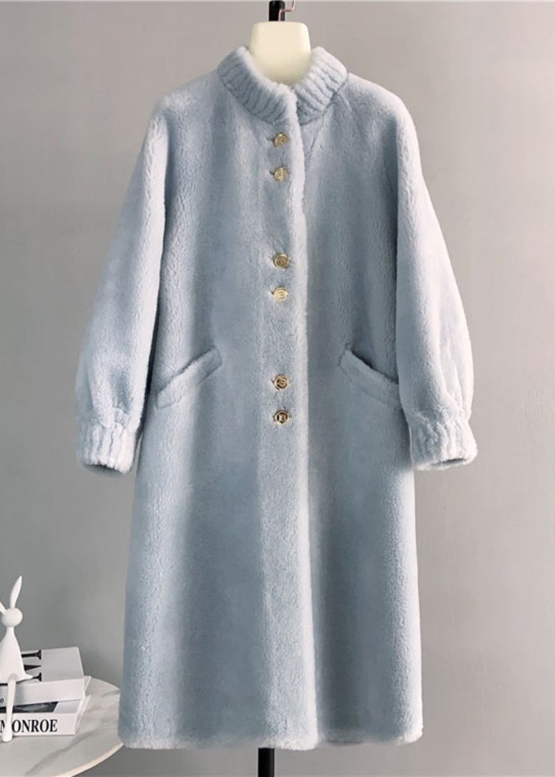 Manteau En Laine Blanc Chic Avec Poches Et Boutons Pour L'hiver - Manteaux en laine femmes