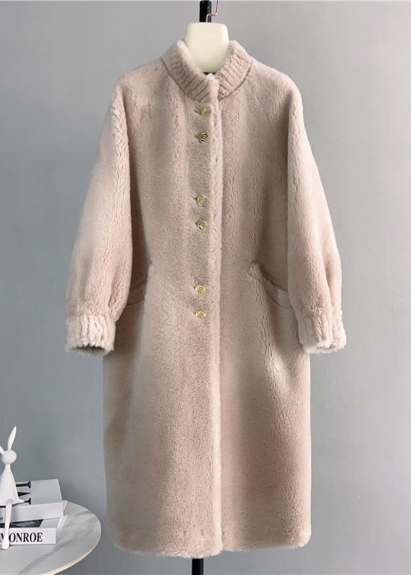 Manteau En Laine Blanc Chic Avec Poches Et Boutons Pour L'hiver - Manteaux en laine femmes