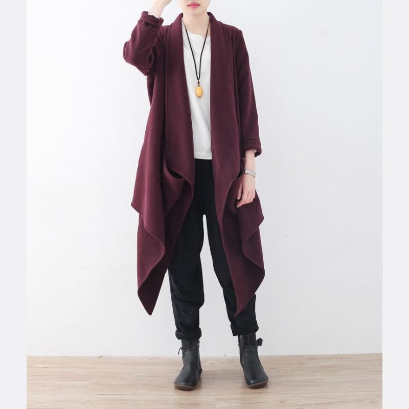 Manteau En Laine Bordeaux Vintage Surdimensionné Vestes Manteaux Boutique Maxi