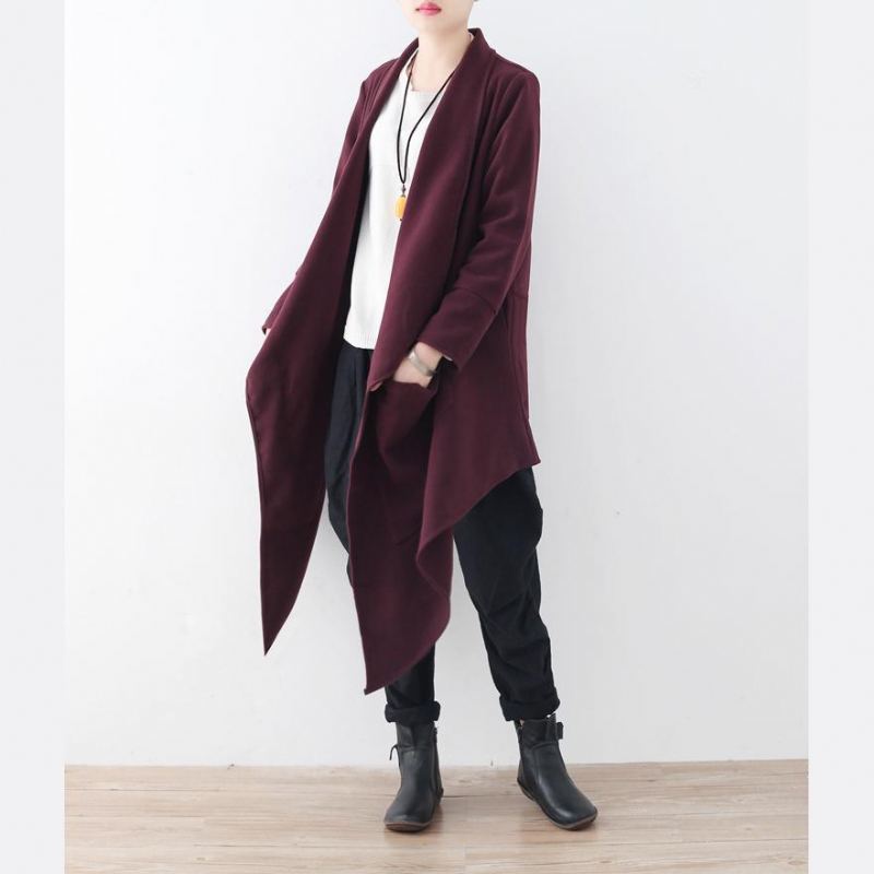 Manteau En Laine Bordeaux Vintage Surdimensionné Vestes Manteaux Boutique Maxi - Noir