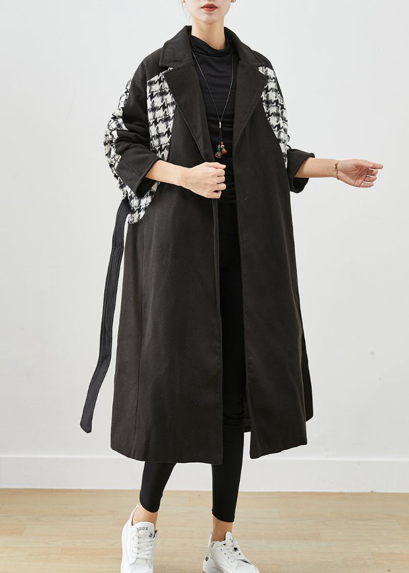 Manteau En Laine À Carreaux Épais Noir Moderne Vêtement D'extérieur Automne - Manteaux en laine femmes