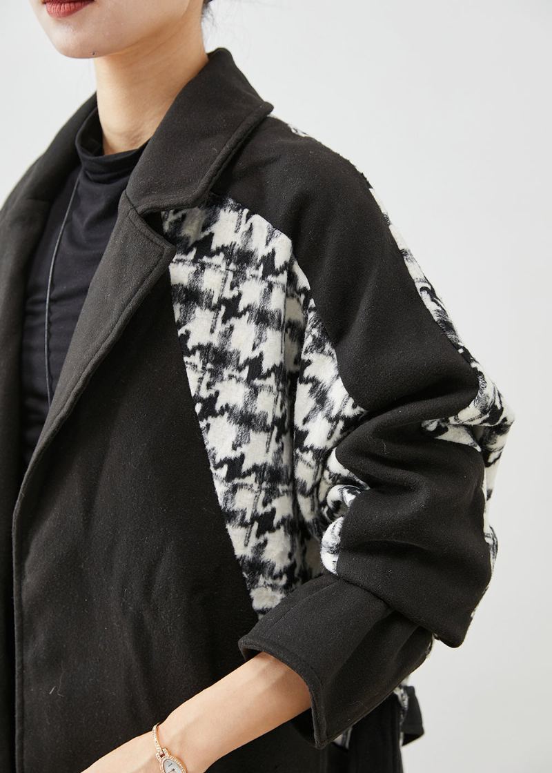 Manteau En Laine À Carreaux Épais Noir Moderne Vêtement D'extérieur Automne - Manteaux en laine femmes