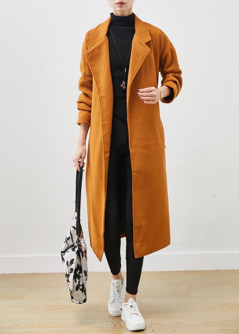 Manteau En Laine Surdimensionné Orange À Nouer À La Taille Grande Printemps - Manteaux en laine femmes