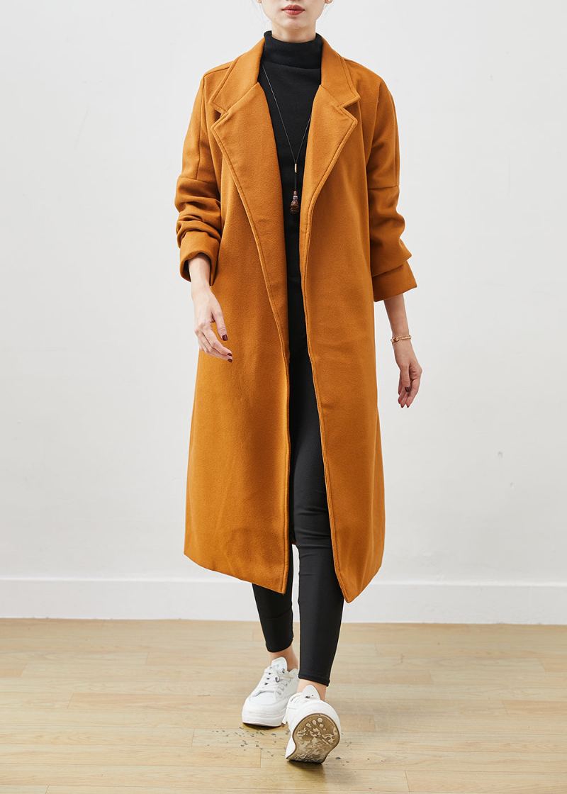 Manteau En Laine Surdimensionné Orange À Nouer À La Taille Grande Printemps - Manteaux en laine femmes