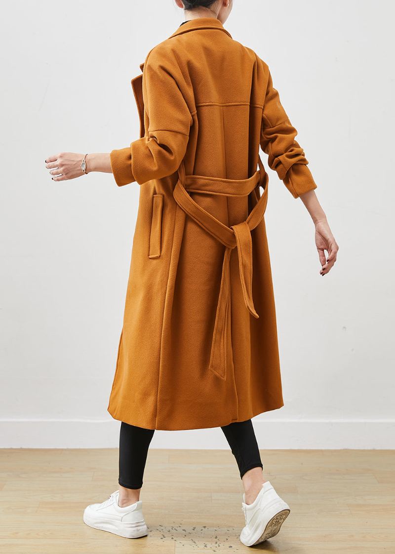 Manteau En Laine Surdimensionné Orange À Nouer À La Taille Grande Printemps - Manteaux en laine femmes