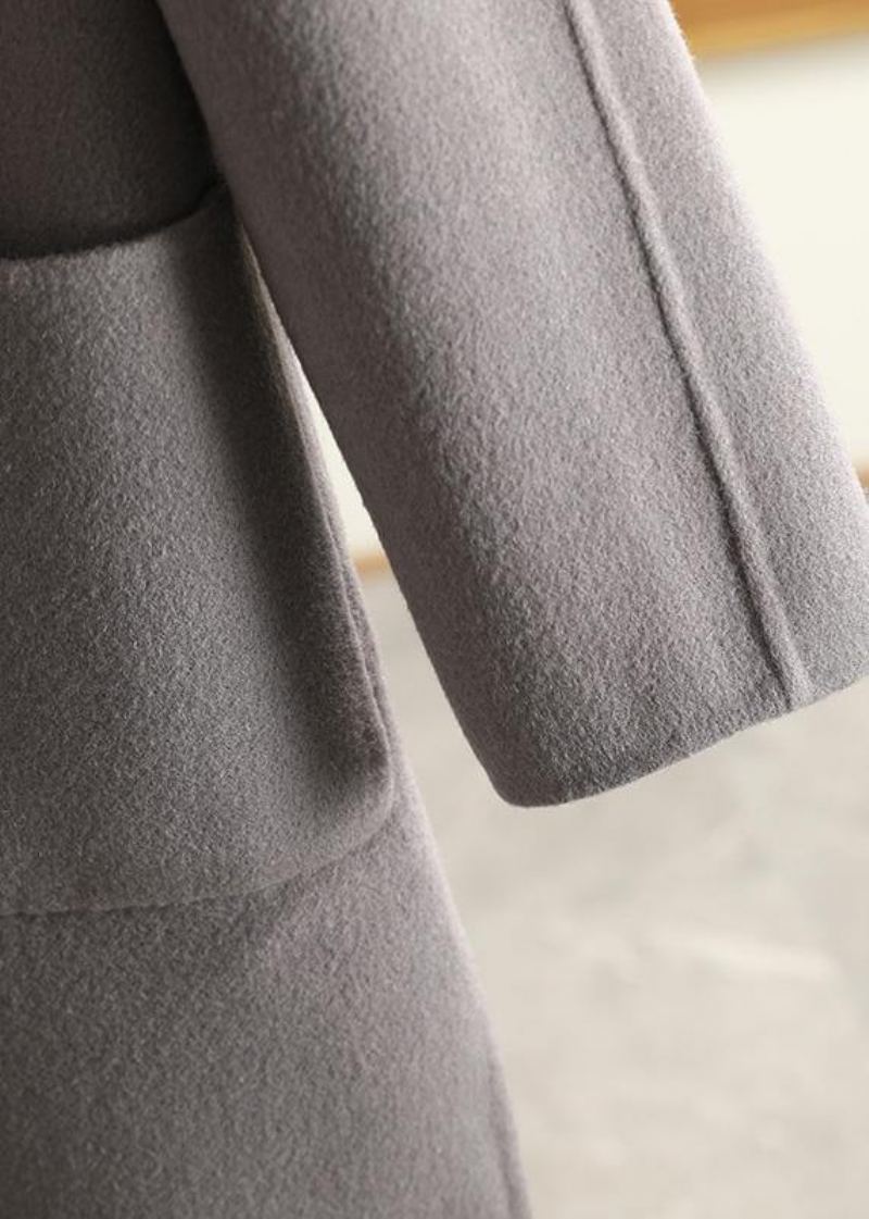 Manteau De Luxe En Laine Vert Armée D'hiver Décontracté Avec Poches Crantées - Manteaux en laine femmes