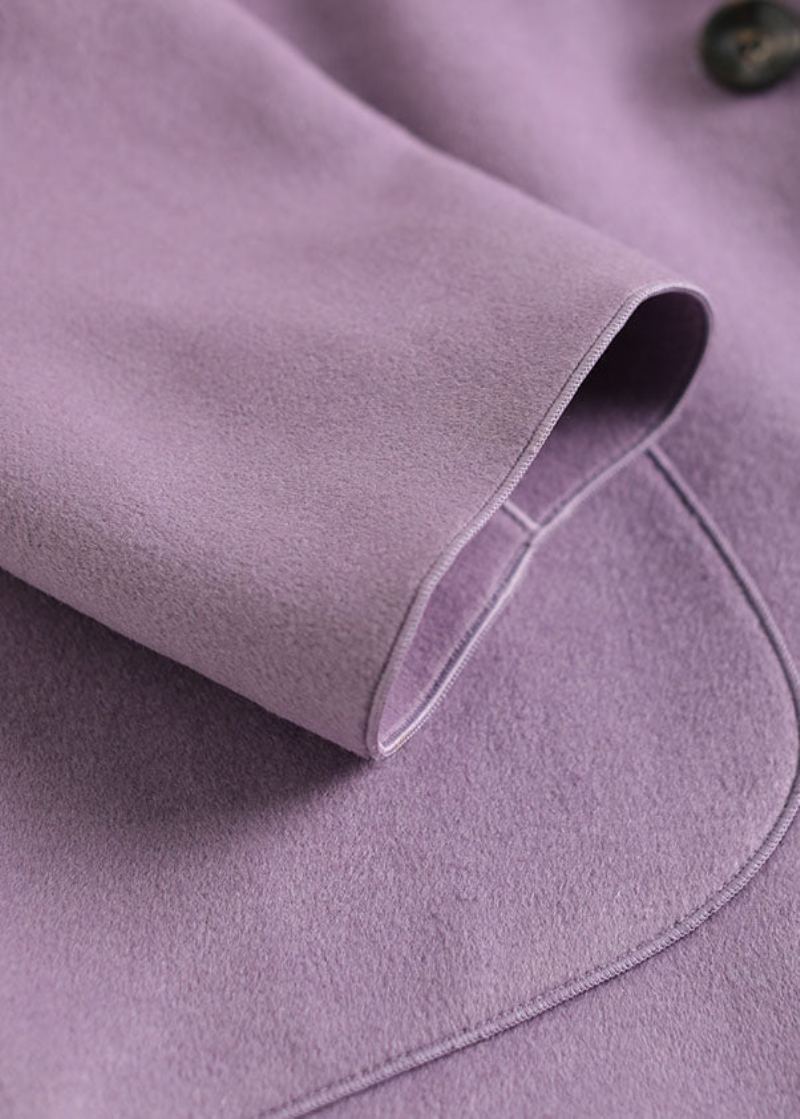 Manteaux Amples En Laine Violet Col Cranté Solide Hiver - Violet