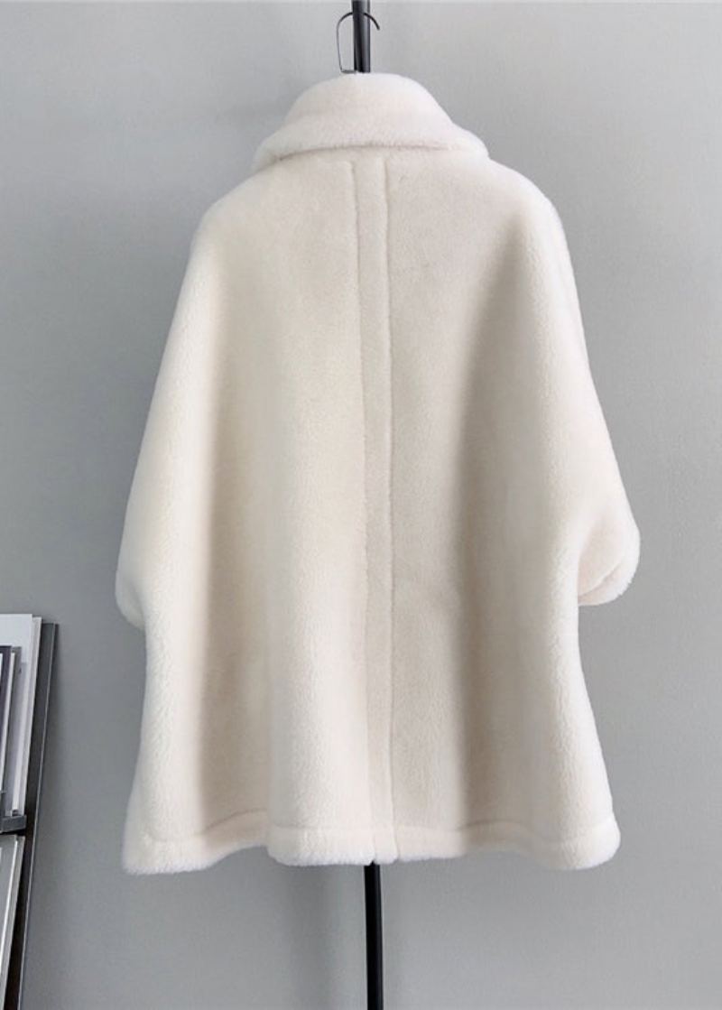 Manteaux Cape En Laine Beige Français Avec Poches À Col Carré Hiver - Manteaux en laine femmes