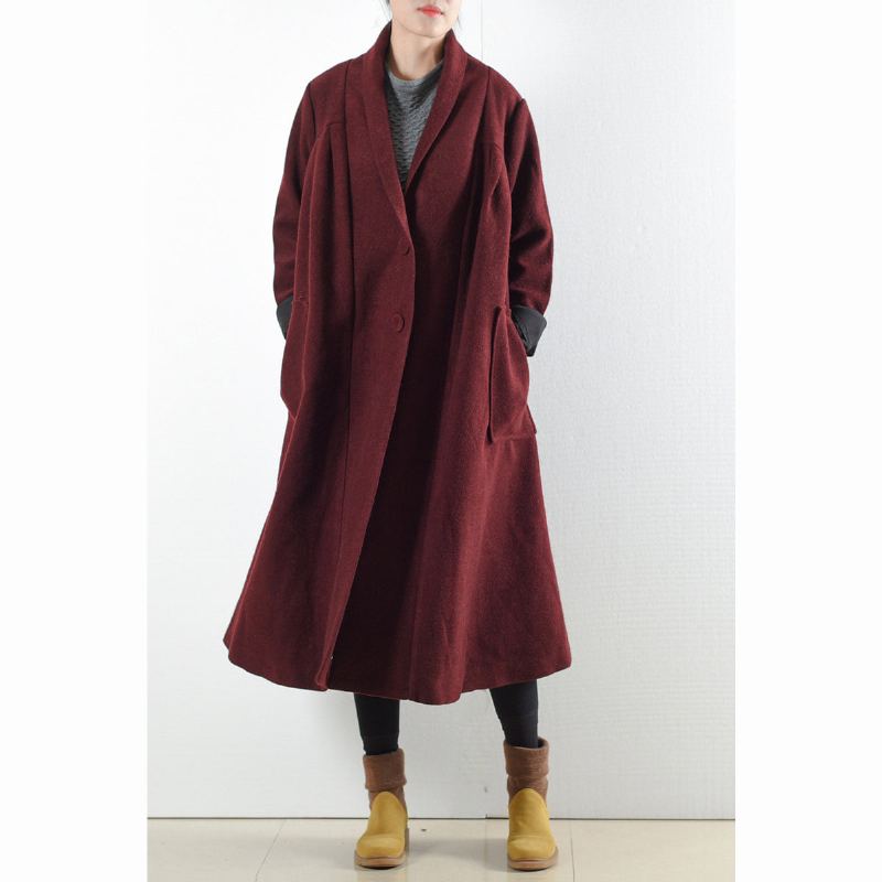 Manteaux En Laine Bordeaux Trench-coat D'hiver 2024. Cardigans Grande Taille - Manteaux en laine femmes