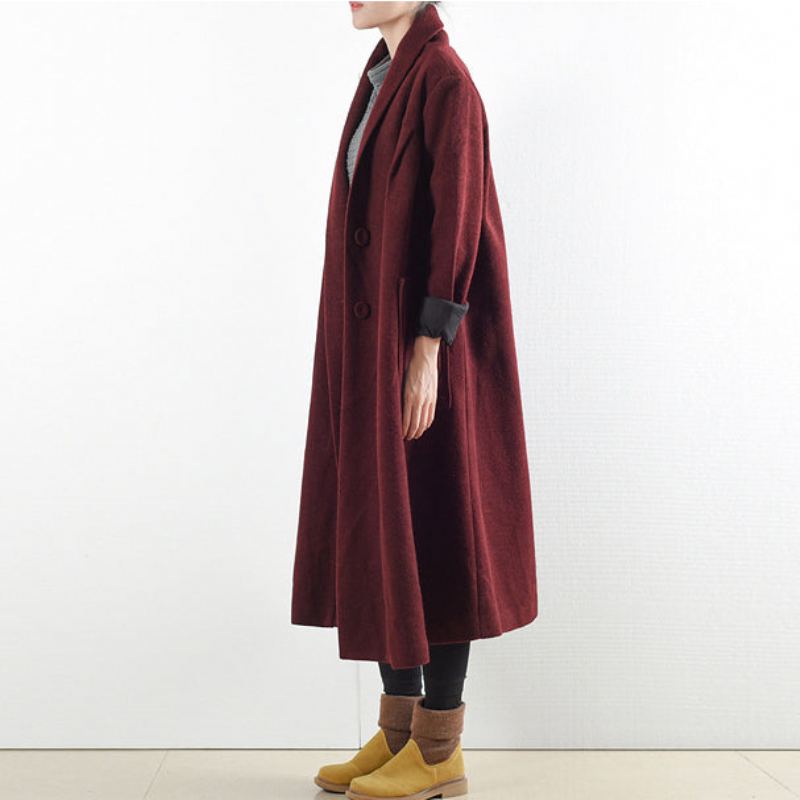 Manteaux En Laine Bordeaux Trench-coat D'hiver 2024. Cardigans Grande Taille - Manteaux en laine femmes