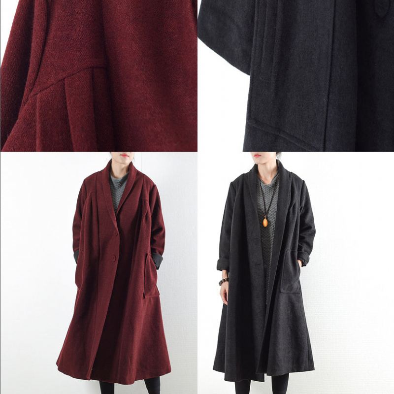 Manteaux En Laine Bordeaux Trench-coat D'hiver 2024. Cardigans Grande Taille - Manteaux en laine femmes