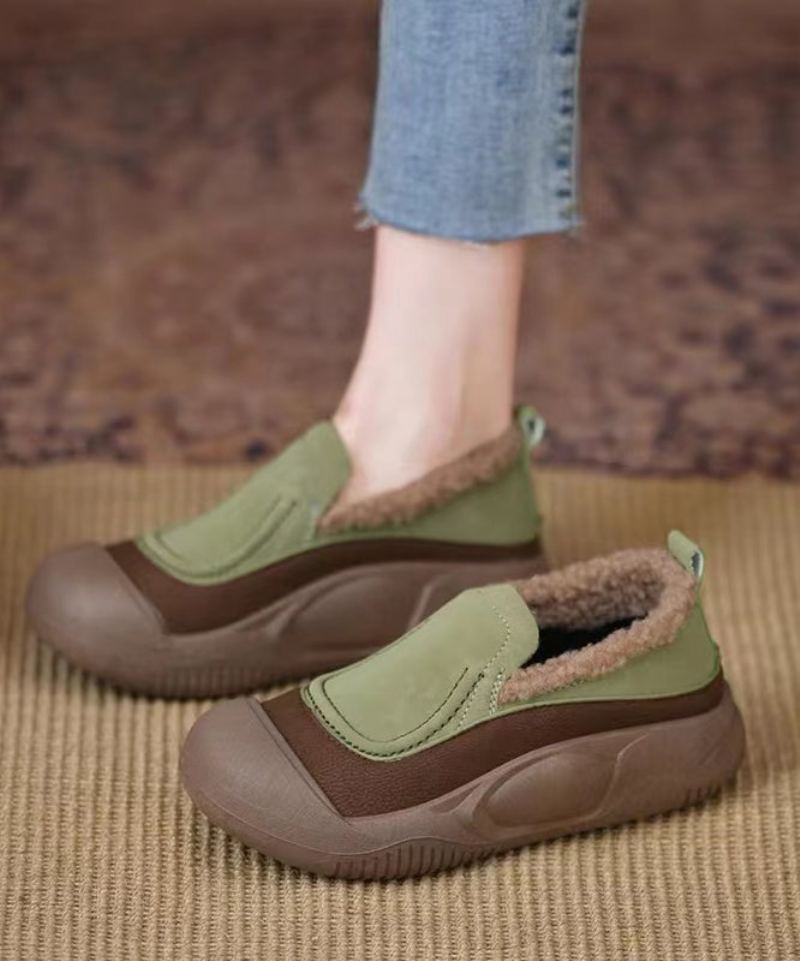 Mocassins Penny À Plateforme Vert Foncé Décontractés En Simili Cuir Doublés De Laine Pelucheuse - Manteaux en laine femmes