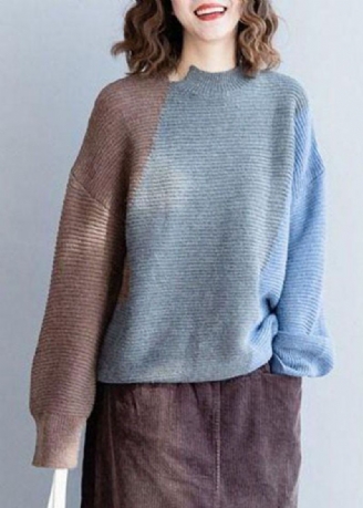 Mode Gris Patchwork Laine Tricot Pulls Hiver