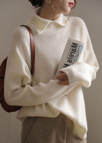 Pull En Laine À Col Peter Pan Beige Français Automne