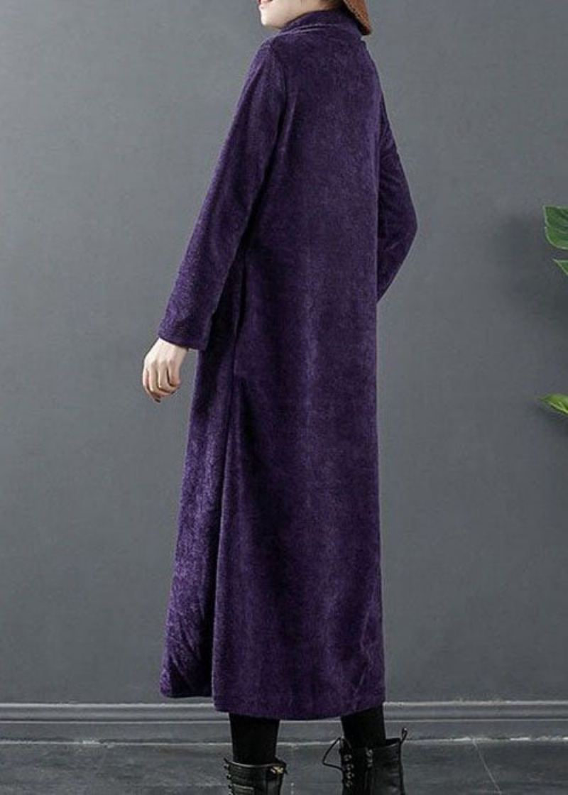 Robe Longue En Laine À Col Roulé Violet Ajustée Hiver - Manteaux en laine femmes