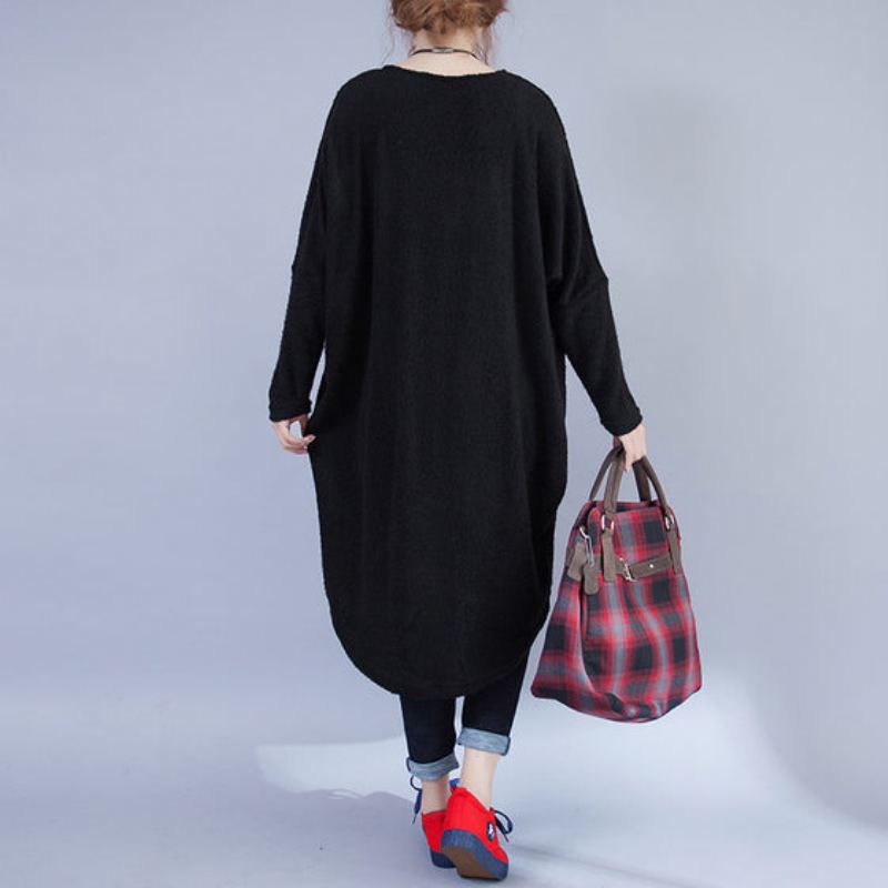 Robe Pull De Maternité Noire À Manches Longues En Tricot De Laine Grande Taille Décontractée Automne - Rouge