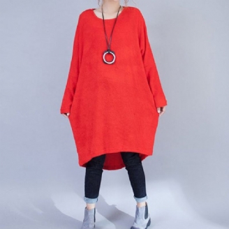 Robes En Laine Décontractées Grande Taille Rouge Mode Robe Pull Basse Et Haute