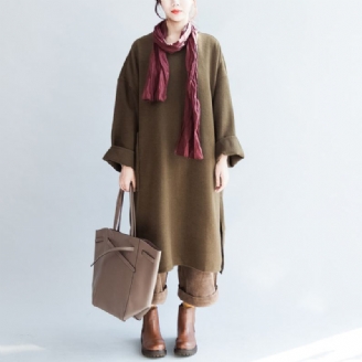 Robes En Laine Olive Chaudes Grande Taille Droites Hiver 2024