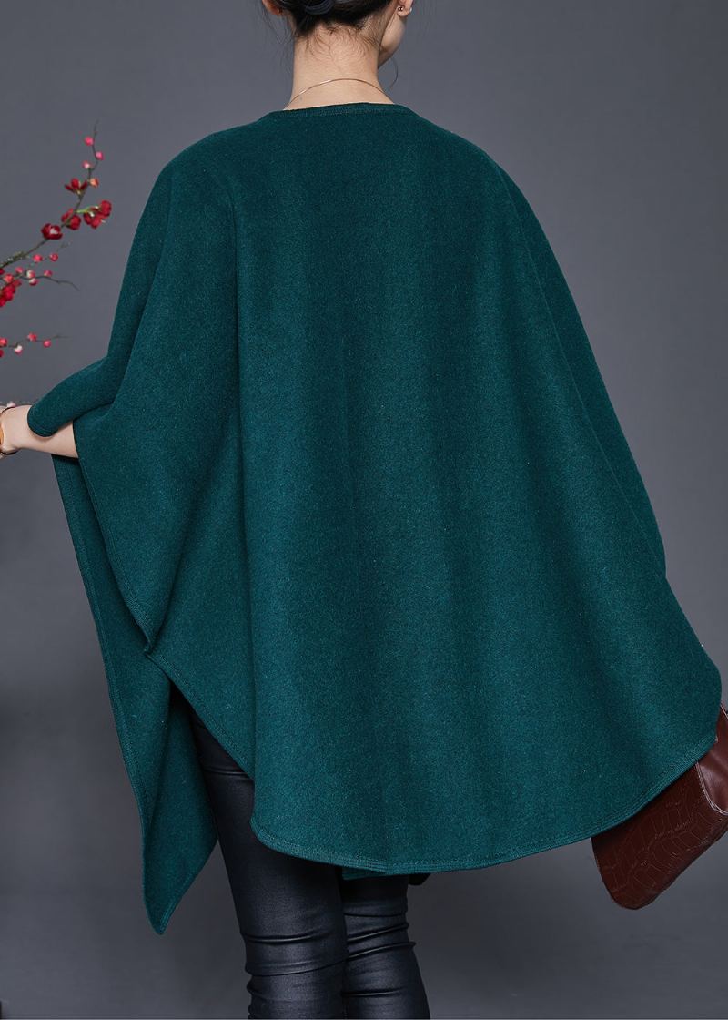 Style Cardigan En Laine Surdimensionné Vert Noirâtre Hiver - Manteaux en laine femmes