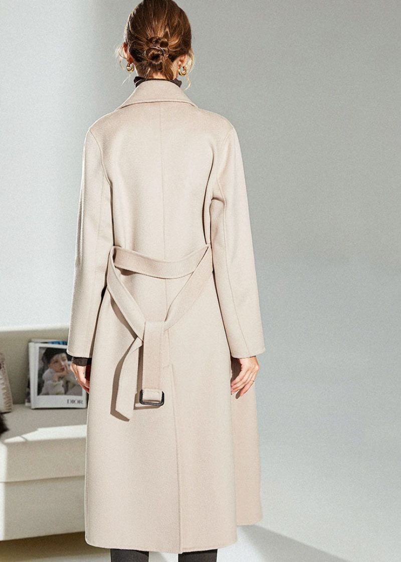 Trench-coat Croisé En Laine Rose Clair Ceintures D'hiver - Rose Clair