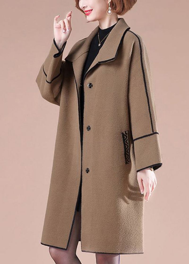 Trench-coat En Laine Patchwork Café Surdimensionné Hiver - Manteaux en laine femmes