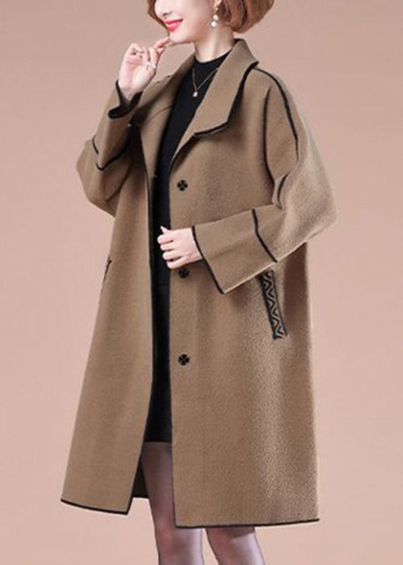 Trench-coat En Laine Patchwork Café Surdimensionné Hiver - Manteaux en laine femmes