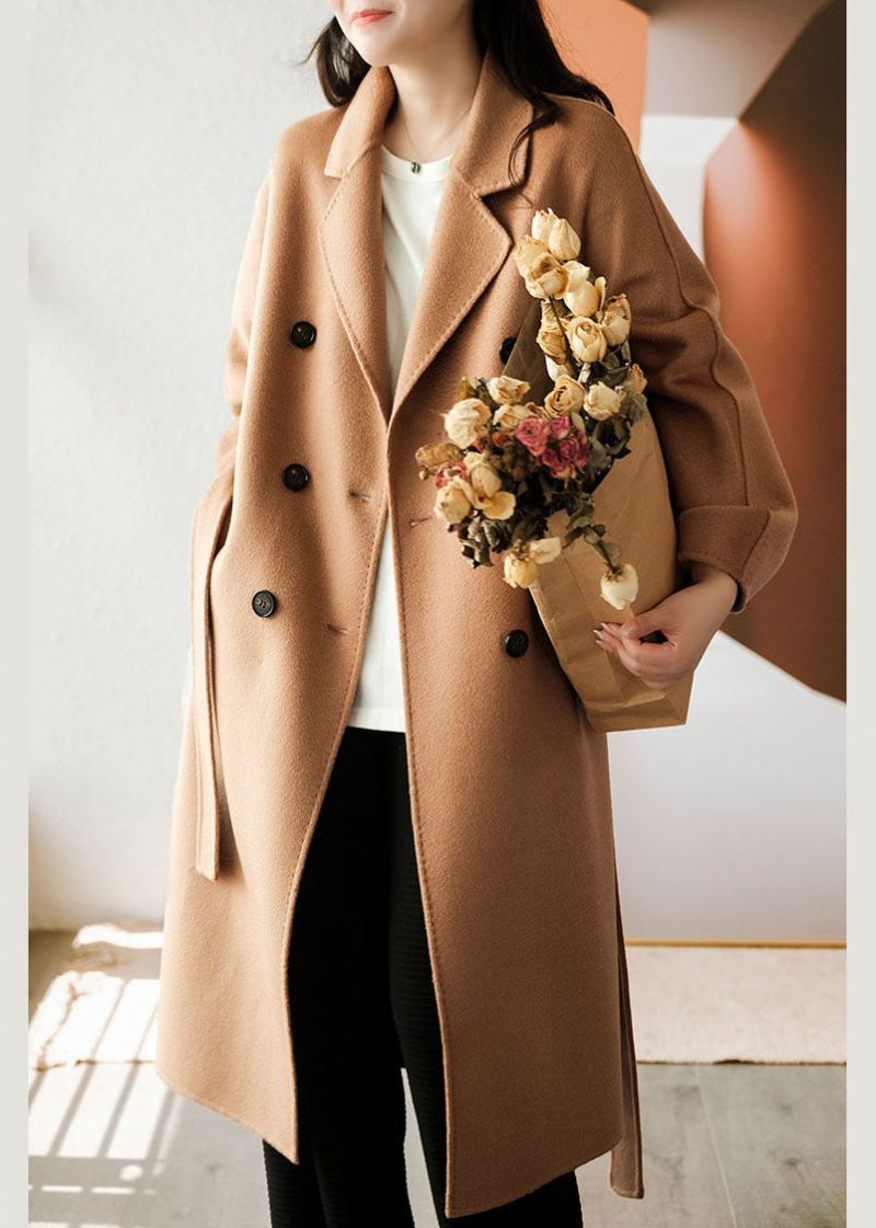 Trench-coat En Laine Surdimensionné À Double Boutonnage Chameau Clair Chic Hiver