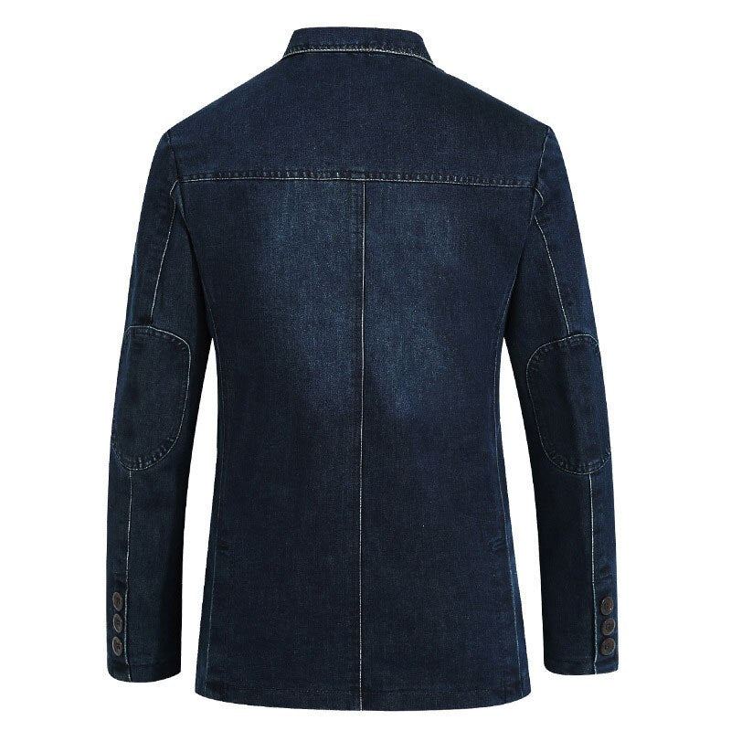 Automne Blazer Denim Veste Hommes Costume Jeans Manteau Coton Vintage Bleu Classique Mince Gros Vêtements De Sport Pardessus - Bleu Ciel