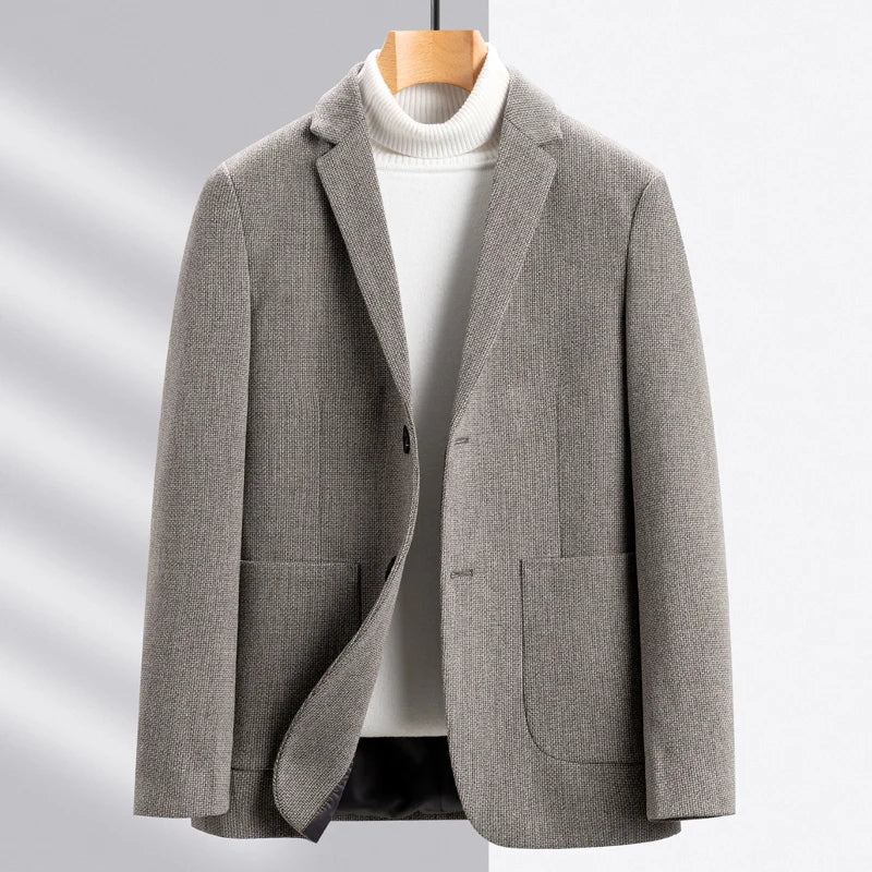 Beau Costume En Laine Pour Hommes Automne Et Hiver Business Décontracté Manteau Simple Ouest - Gris