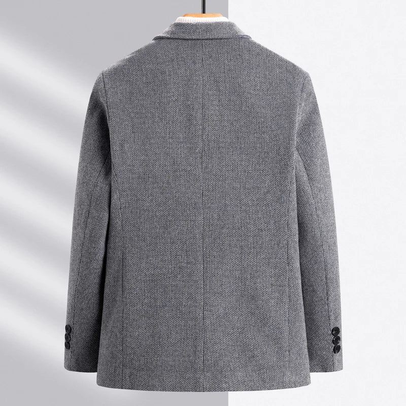 Beau Costume En Laine Pour Hommes Automne Et Hiver Business Décontracté Manteau Simple Ouest - Gris