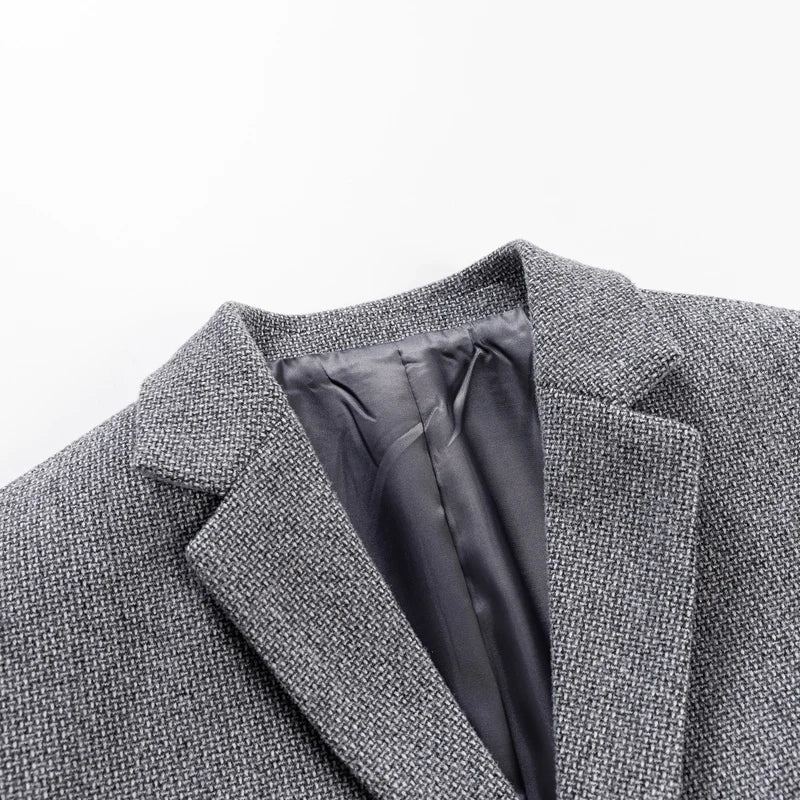 Beau Costume En Laine Pour Hommes Automne Et Hiver Business Décontracté Manteau Simple Ouest - Gris