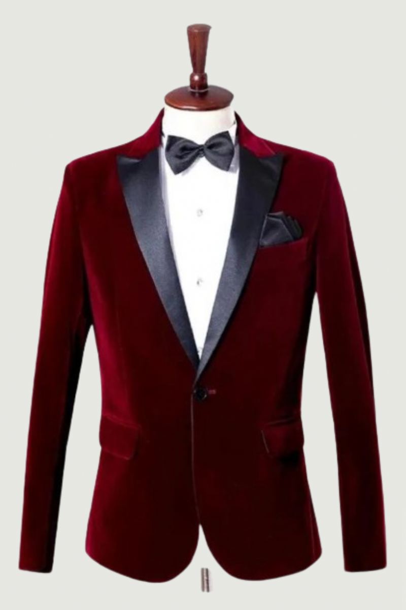 Blazer En Velours Pour Hommes Veste À Simple Boutonnage Smoking Formel Marié Robe De Soirée De Mariage Costume D'affaires Décontracté