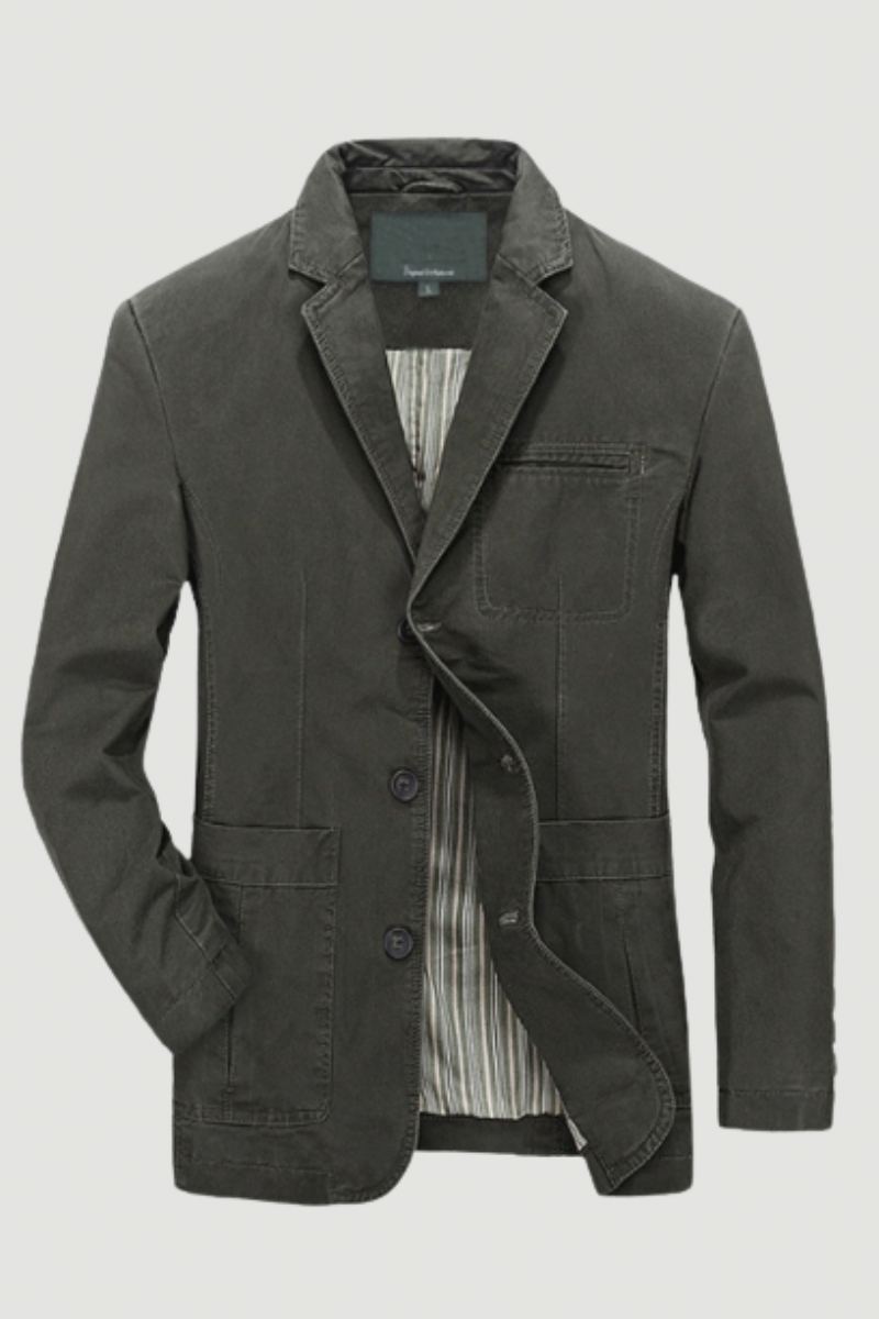 Blazer Veste Hommes Coton Lavé Costume Manteaux Décontracté Coupe Ajustée Luxe Affaires Vêtements D'extérieur Militaire Bomber Vestes