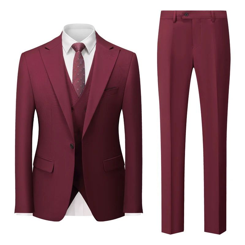 Costume De Bureau Formel Pour Hommes Robe De Mariée Blazer De Fête Manteau À La Taille Pantalon - Noir