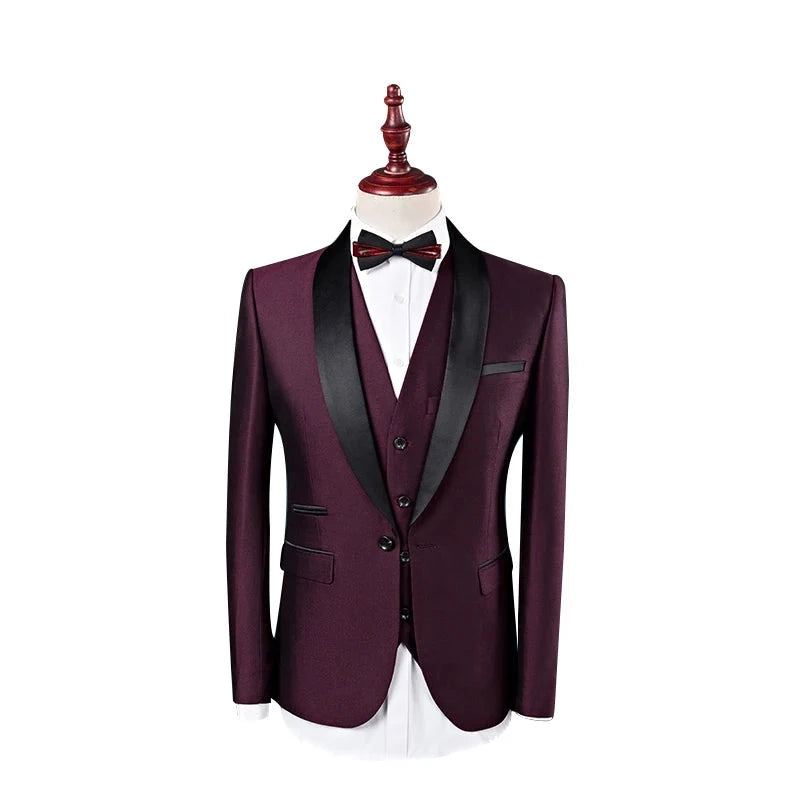 Costume Homme Costumes De Mariage Pour Hommes Col Châle Coupe Ajustée Bordeaux Bleu Royal Smoking - Bleu