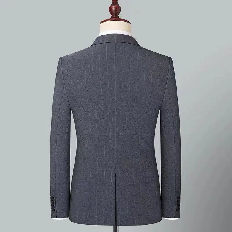 Costume Hommes D'affaires Décontracté Confort Rayé Meilleur Homme Marié Mariage Lumière - Gris