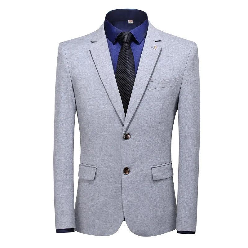 Costumes D'affaires Pour Hommes Coupe Régulière Smokings De Bal Solide Les Mariés Fête De Mariage - Gris