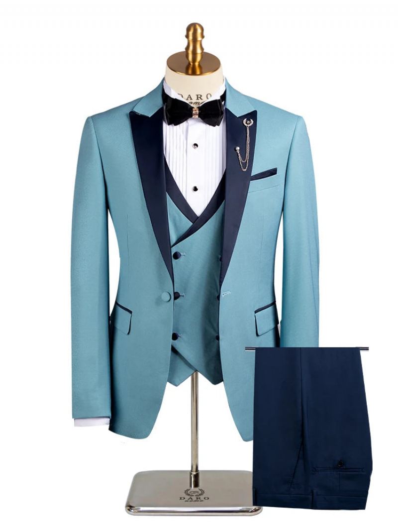 Costumes Habillés Pour Hommes D'affaires De Bureau De Banlieue Décontractés Mariage - Bleu Ciel