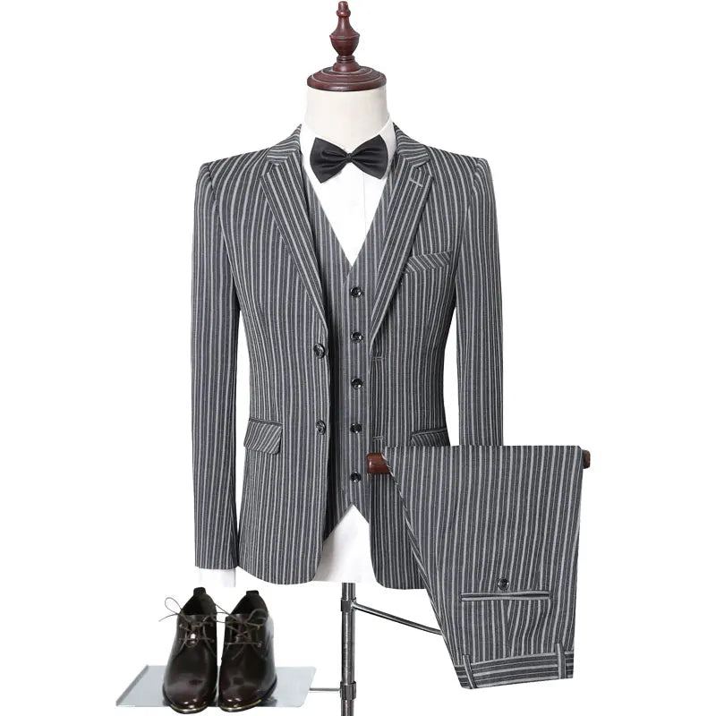 Costumes Hommes Slim Fit Costume Formel Mâle Vêtements De Cérémonie - Gris Clair