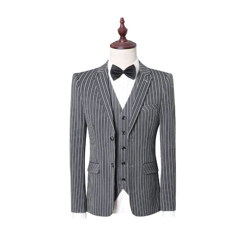 Costumes Hommes Slim Fit Costume Formel Mâle Vêtements De Cérémonie - Gris Clair